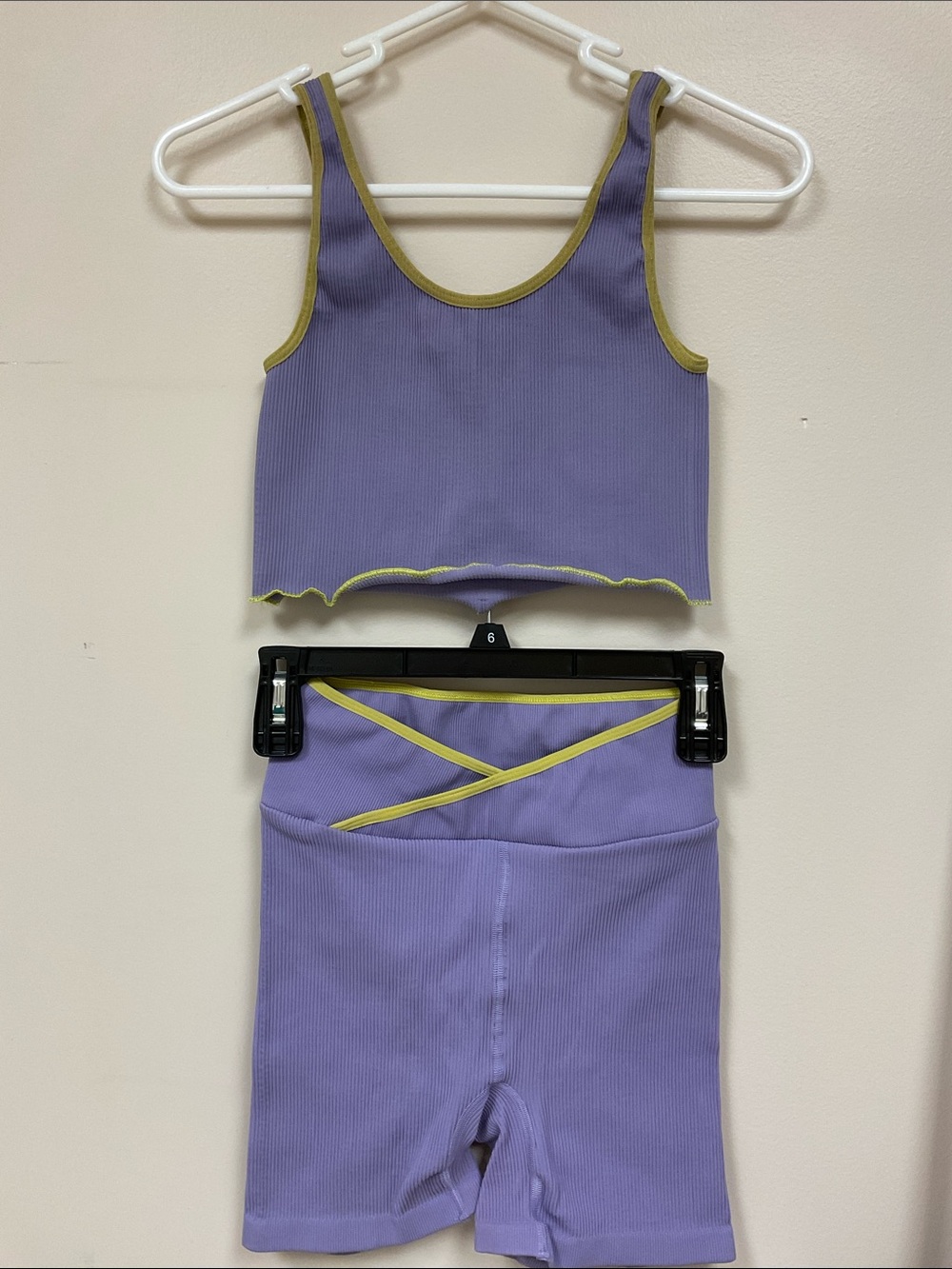 FP Movement by Free People Lavender Ribbed Bike Shorts Set Pre owned XS/S